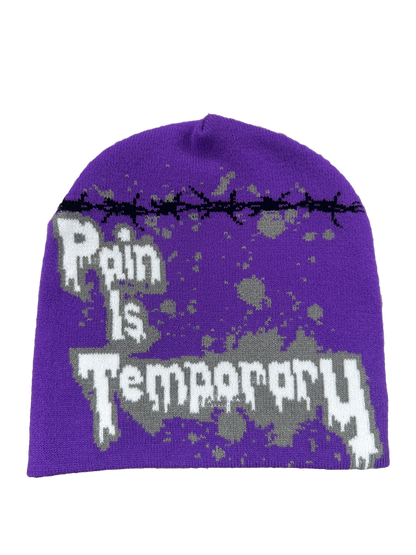 PURPLE PAIN IS TEMPORARY BEANIE