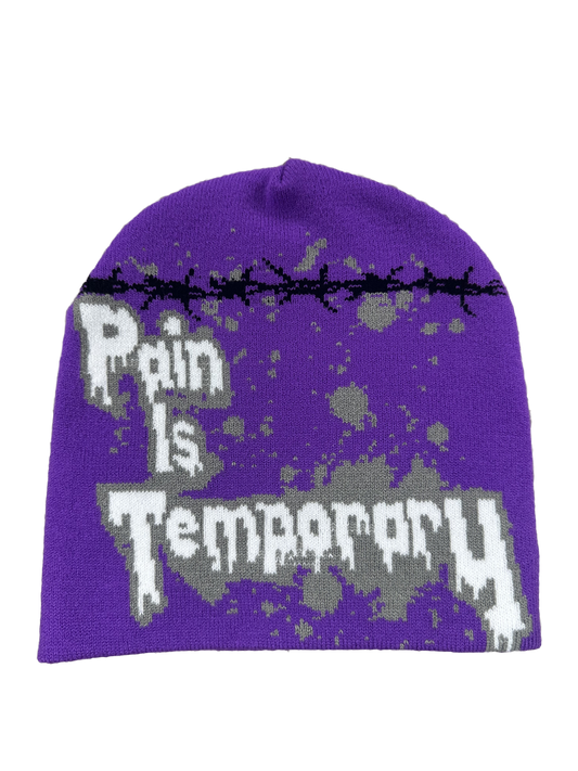 PURPLE PAIN IS TEMPORARY BEANIE